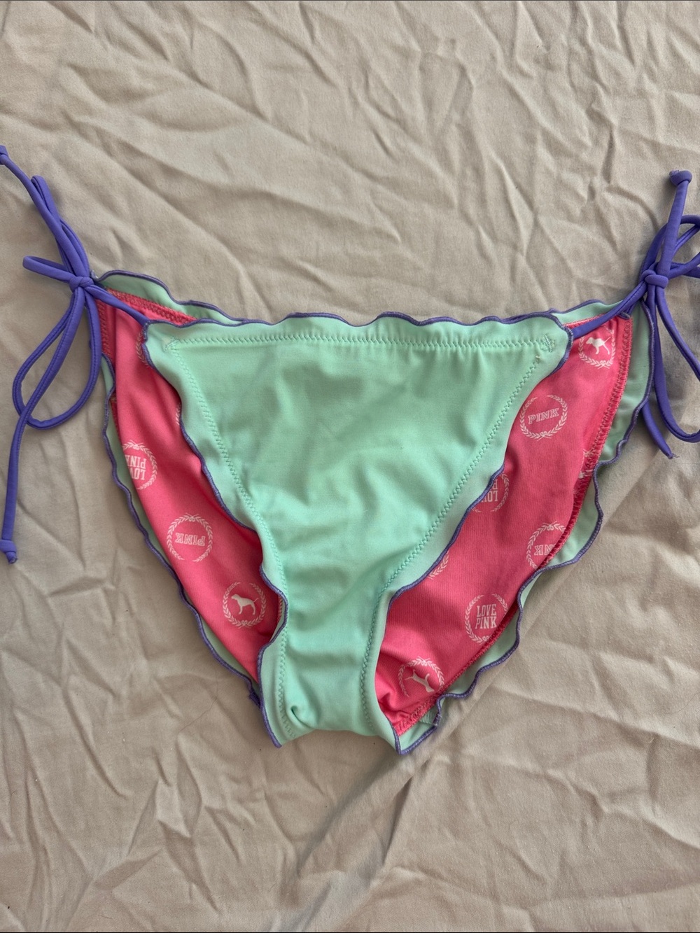 Women’s Reversible Tie-Side Swim Bottoms in Mint & Pink